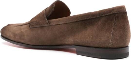 Santoni penny-slot suede loafers Brown