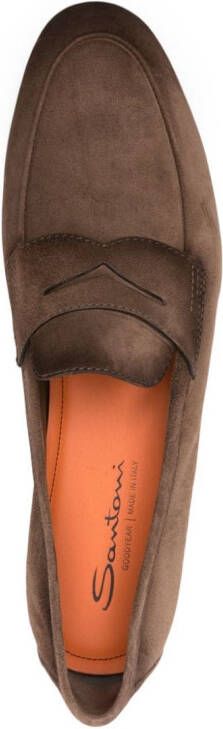 Santoni penny-slot suede loafers Brown