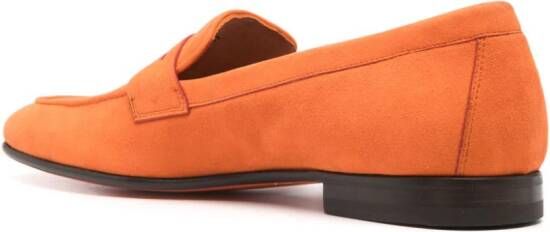 Santoni penny-slot suede loafers Orange