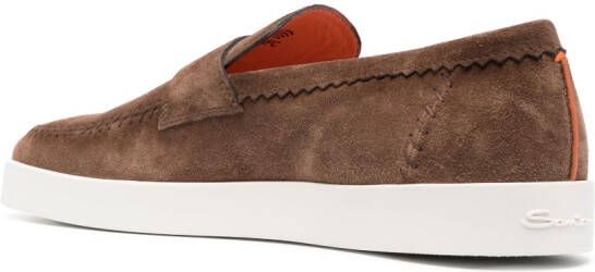 Santoni penny suede loafers Brown