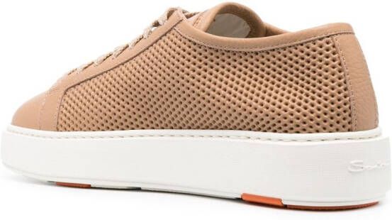 Santoni perforated-design leather sneakers Neutrals