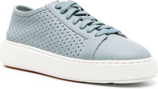 Santoni perforated-detail low-top sneakers Blue