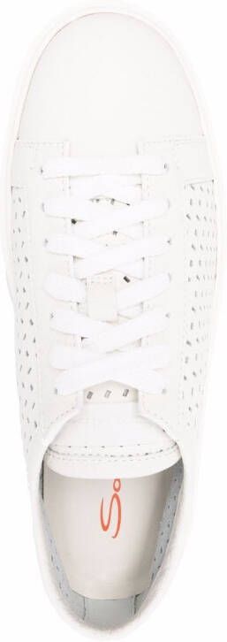 Santoni perforated leather low-top sneakers White
