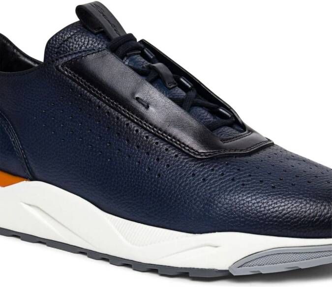 Santoni perforated leather sneakers Blue