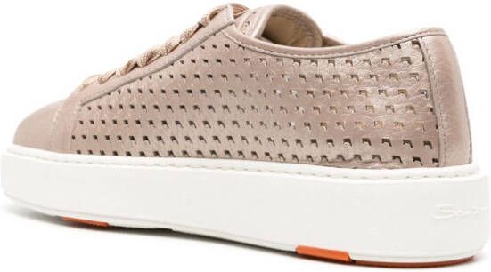 Santoni perforated leather sneakers Neutrals