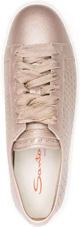 Santoni perforated leather sneakers Neutrals