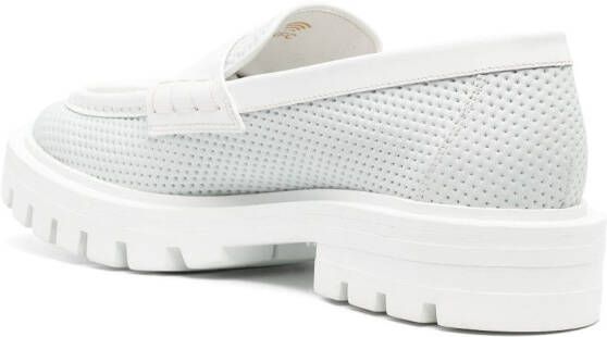 Santoni perforated penny loafers White