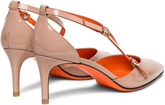 Santoni pointed-toe leather pumps Pink