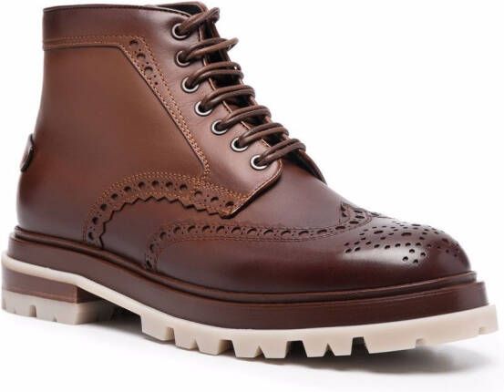 Santoni Polacco brogue ankle boots Brown