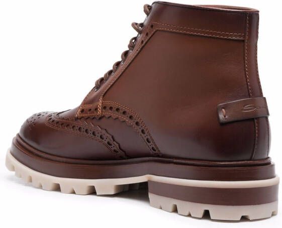 Santoni Polacco brogue ankle boots Brown