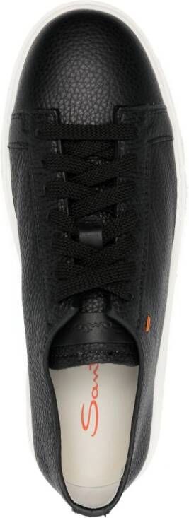 Santoni polished-finish lace-up sneakers Black