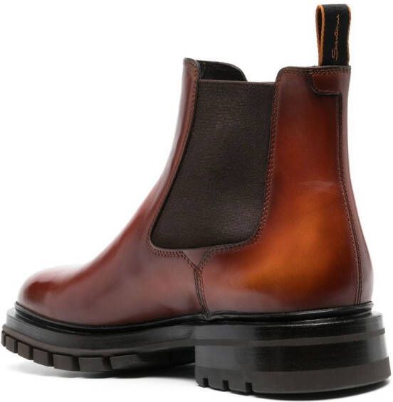 Santoni polished-leather Chelsea boots Brown