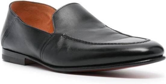 Santoni polished leather loafers Black