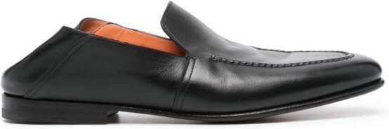 Santoni polished leather loafers Black