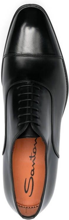Santoni polished leather oxford shoes Black