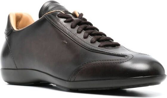 Santoni polished leather sneakers Brown