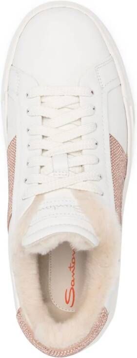 Santoni rhinestone-embellished leather sneakers White
