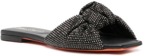 Santoni rhinestone knot-detail sandals Black