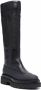 Santoni ribbed leather knee-high boots Black - Thumbnail 2