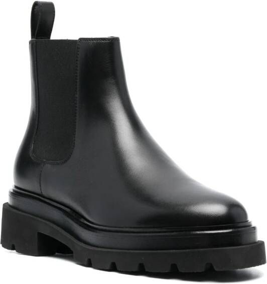 Santoni round-toe leather boots Black