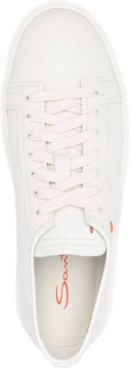 Santoni round-toe leather sneakers White