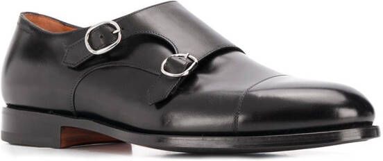Santoni round-toe low-heel monk shoes Black