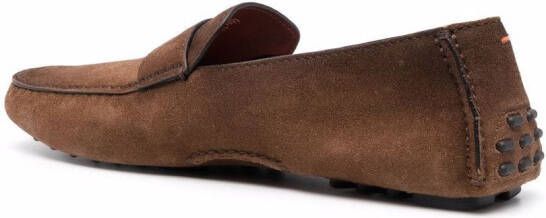 Santoni round-toe penny loafers Brown