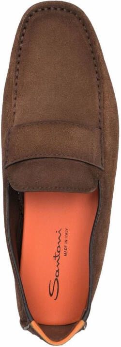 Santoni round-toe penny loafers Brown