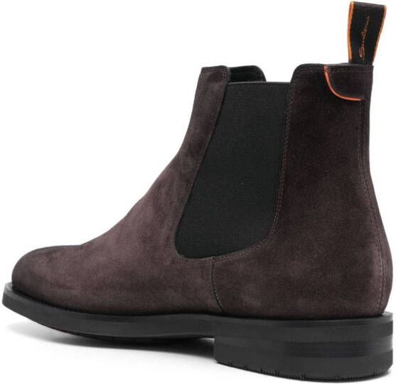 Santoni round-toe suede ankle boots Brown