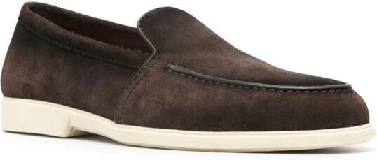 Santoni round-toe suede loafers Brown