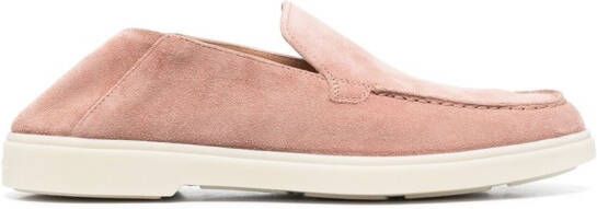 Santoni round-toe suede loafers Pink