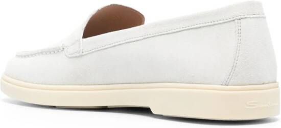 Santoni round-toe suede loafers White