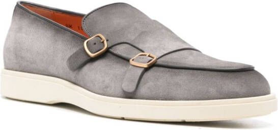 Santoni rubber-sole monk shoes Grey