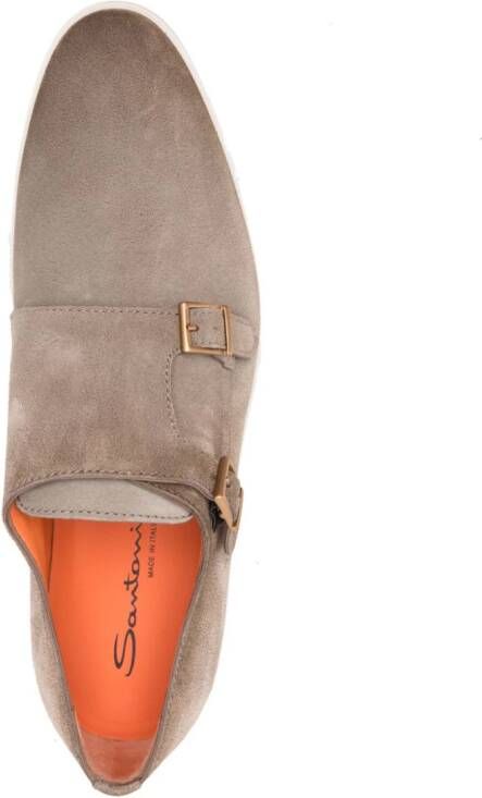 Santoni rubber-sole monk shoes Neutrals