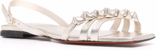 Santoni ruched-detailing leather sandals Gold
