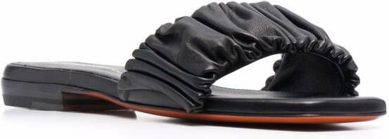 Santoni ruched leather sandals Black