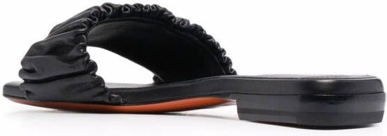Santoni ruched leather sandals Black
