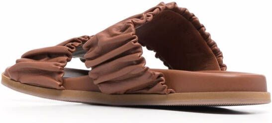 Santoni ruched leather sandals Brown