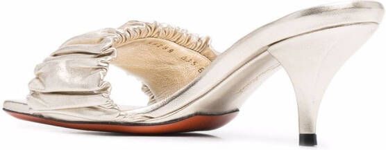Santoni ruched leather sandals Gold