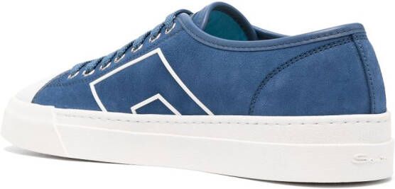 Santoni screen-print low-top suede sneakers Blue