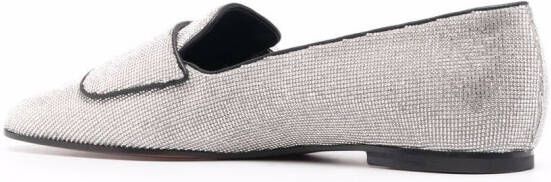 Santoni sequin-embellished buckle -detail loafers Silver