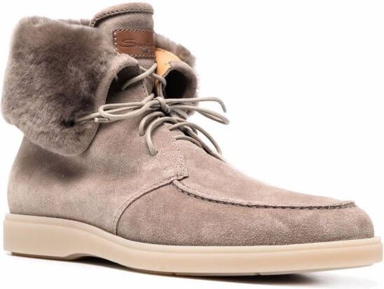 Santoni shearling-lined ankle boots Neutrals