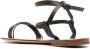 Santoni shell T-bar flat leather sandals Brown - Thumbnail 3