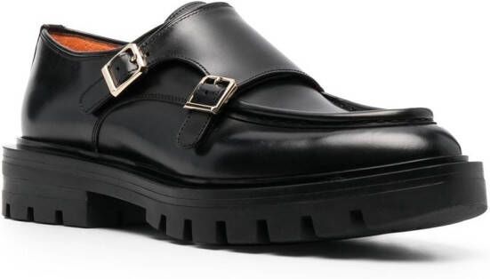 Santoni side buckle-fastening detail loafers Black