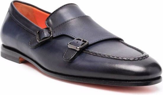 Santoni side buckle-fastening monk shoes Blue