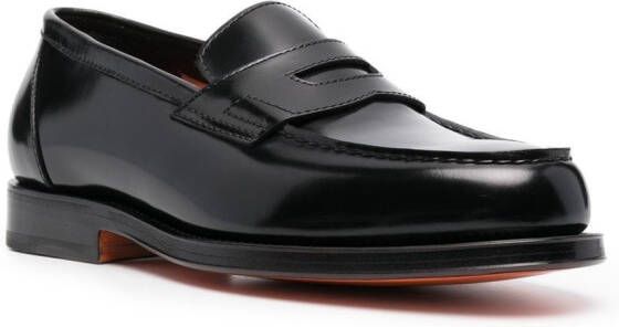 Santoni slip-on leather loafers Black