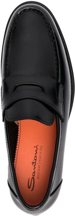 Santoni slip-on leather loafers Black