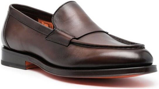 Santoni slip-on leather loafers Brown