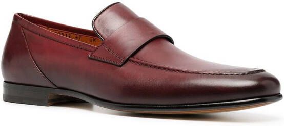 Santoni slip-on leather loafers Red