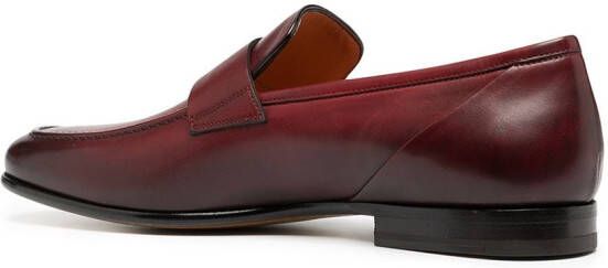 Santoni slip-on leather loafers Red
